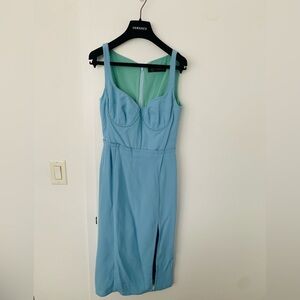 Versace women baby blue midi cocktail dress NWT